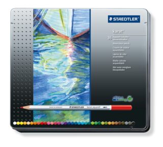 LÁPICES DE COLORES ACUARELABLES KARAT AQUARELL ESTUCHE METAL (36 unidades)
