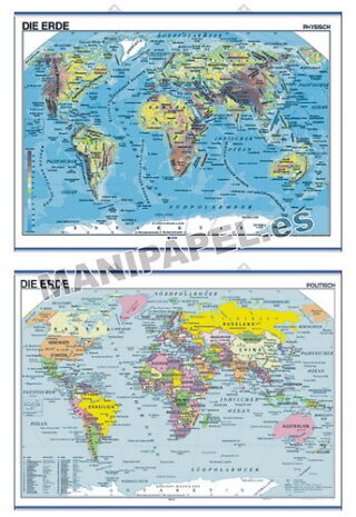 MAPAS MURALES EN ALEMÁN FÍSICO / POLÍTICO