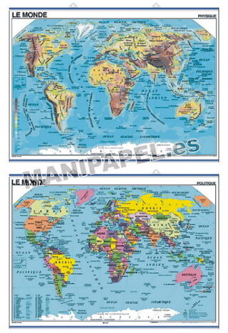 MAPAS MURALES EN FRANCÉS FÍSICO / POLÍTICO